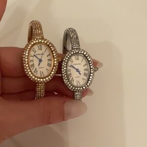 Oval rhinestone diamond watch clip on